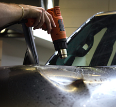 trim and post heating vehicle wraps